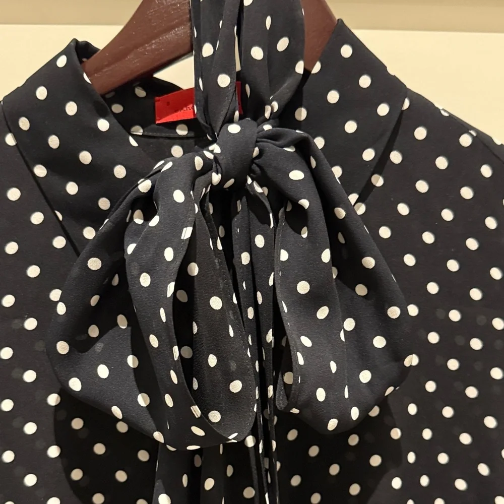 Carolina Herrera CH Polka Dot Silk Shirt - Black and White - Picture 3 of 10